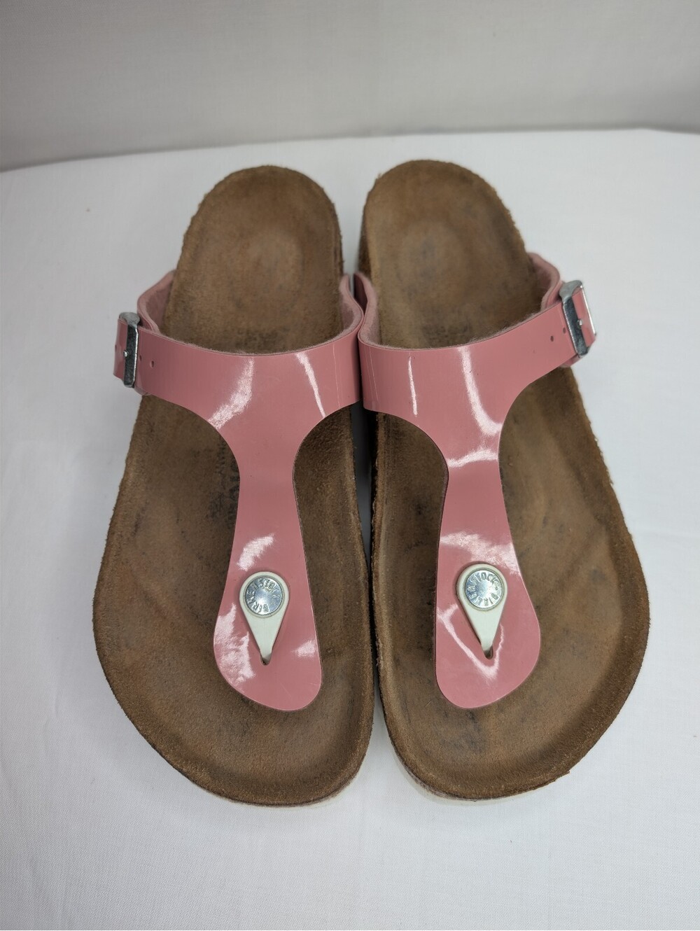 glossy pink Birkenstock Gizeh thong size 38EU 7-7.5US